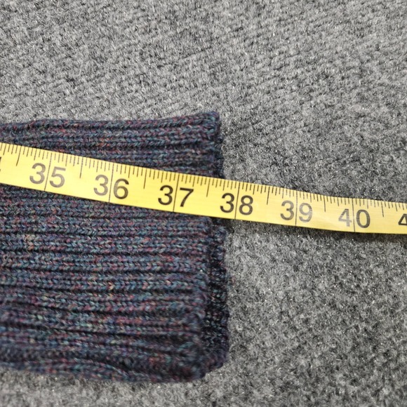 LL Bean Wool Commando Sweater Large Navy Rib Knit Shoulder Elbow Patches Vintage - Picture 8 of 8